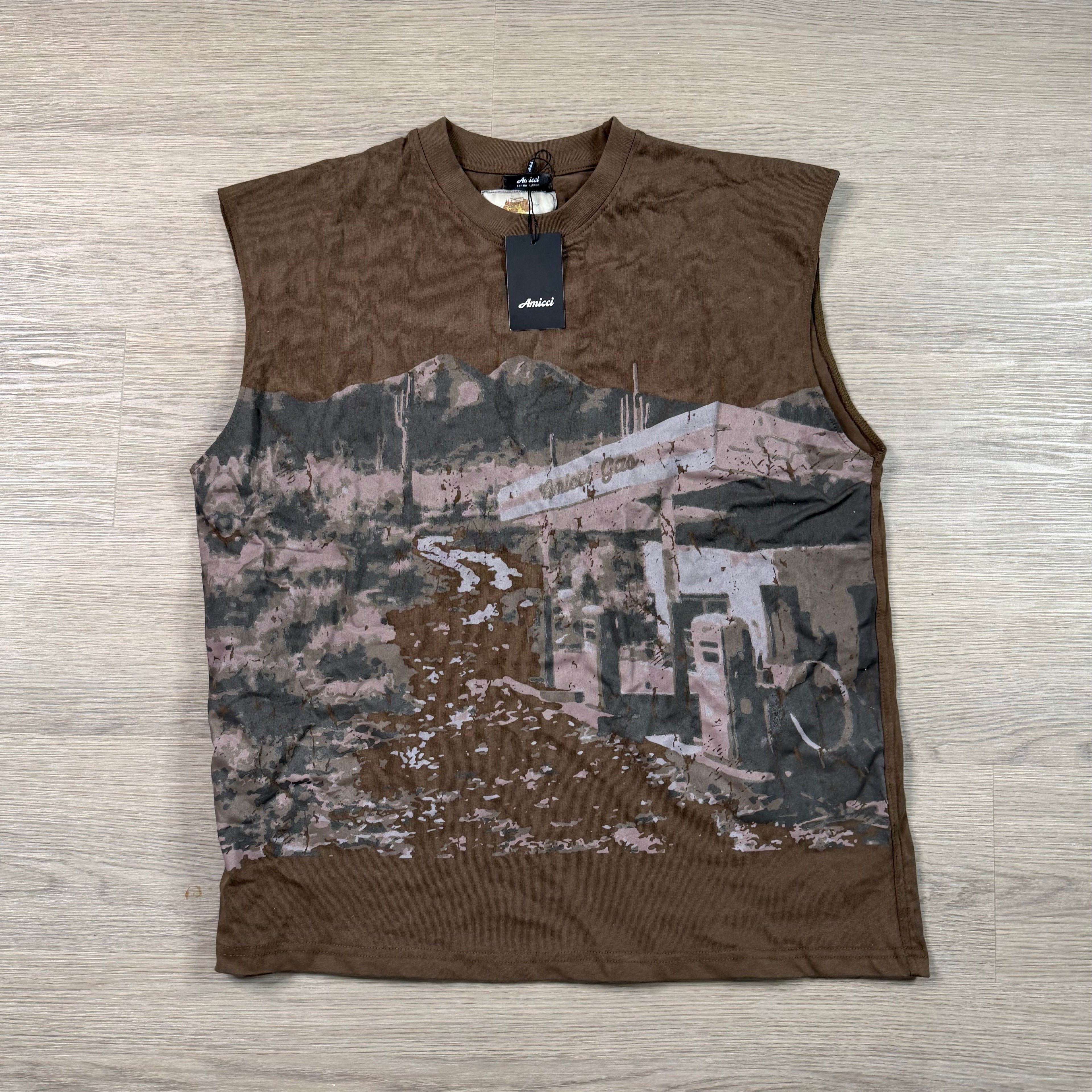 Brown Graphic Sleeveless Tee