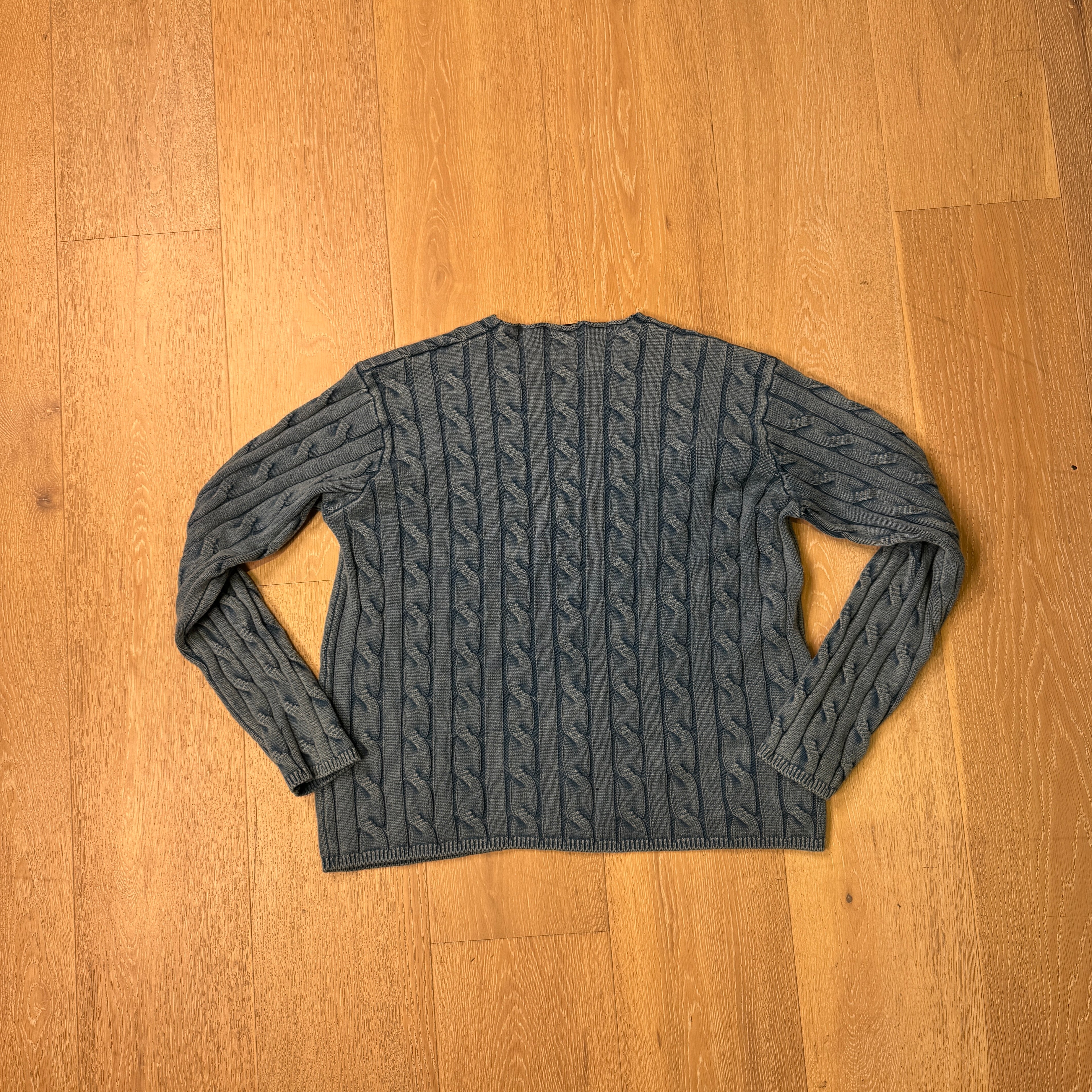 Blue Ribbed Knit Sweater