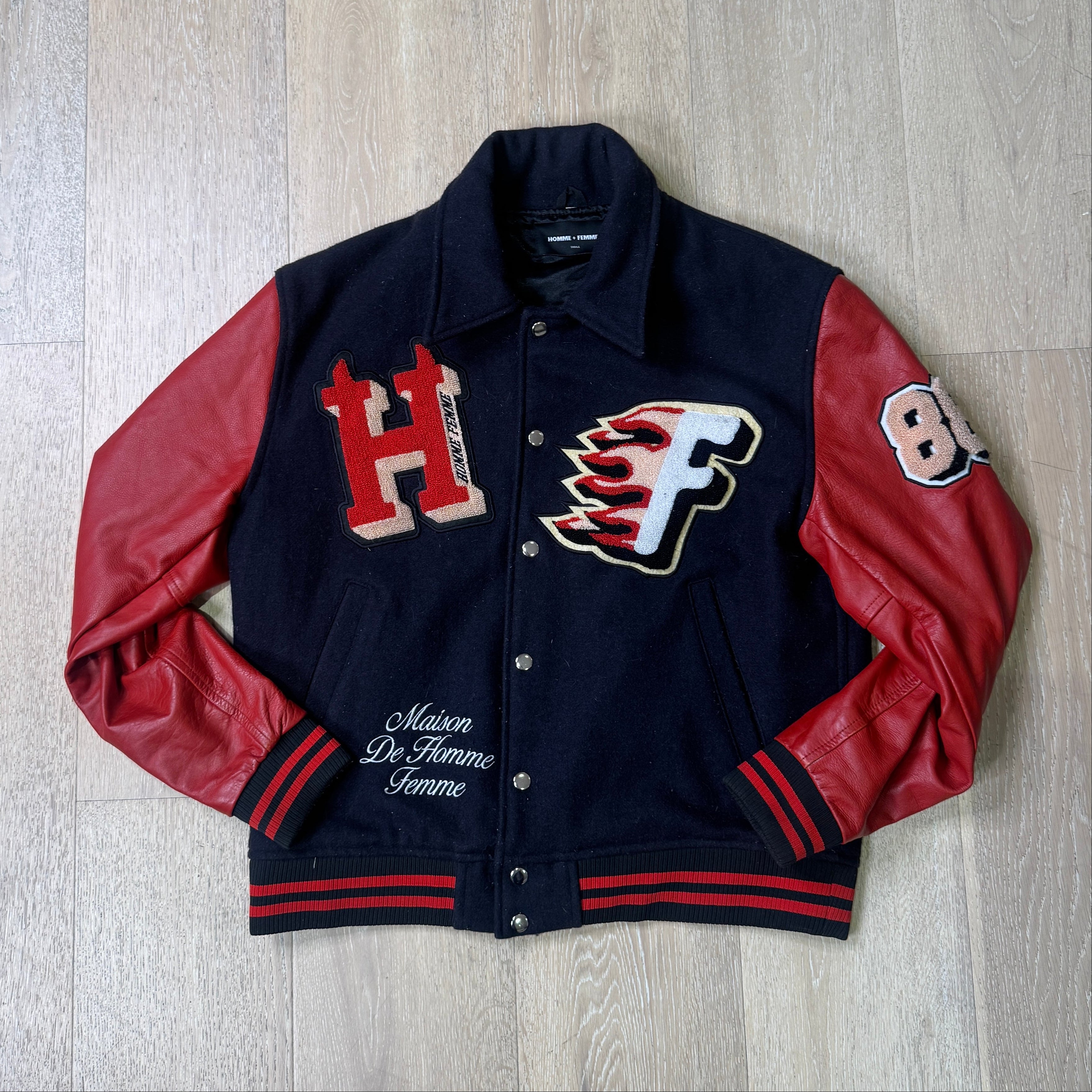 Homme Femme Red & Black Letterman Jacket