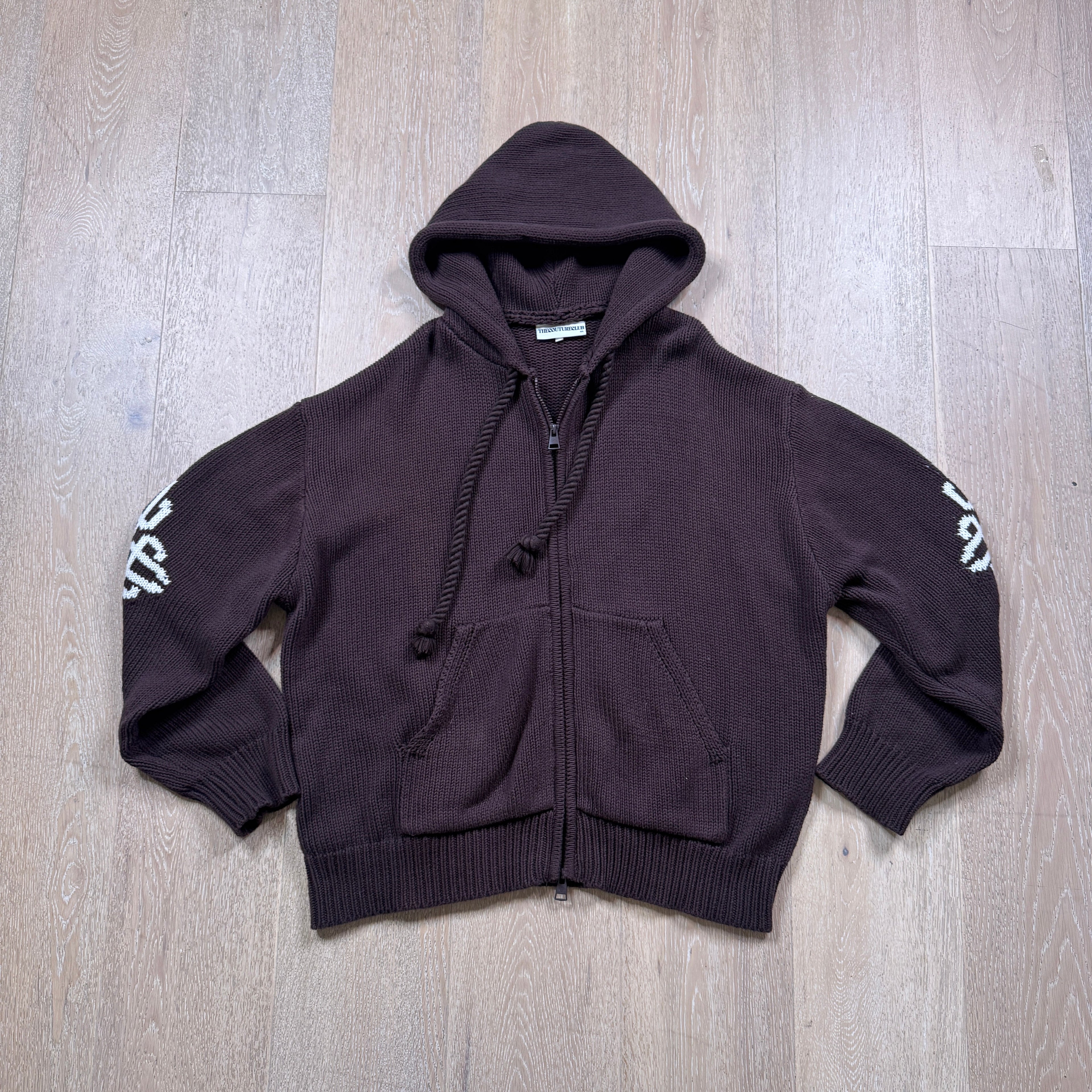 Couture Club Brown Knit Zip Up
