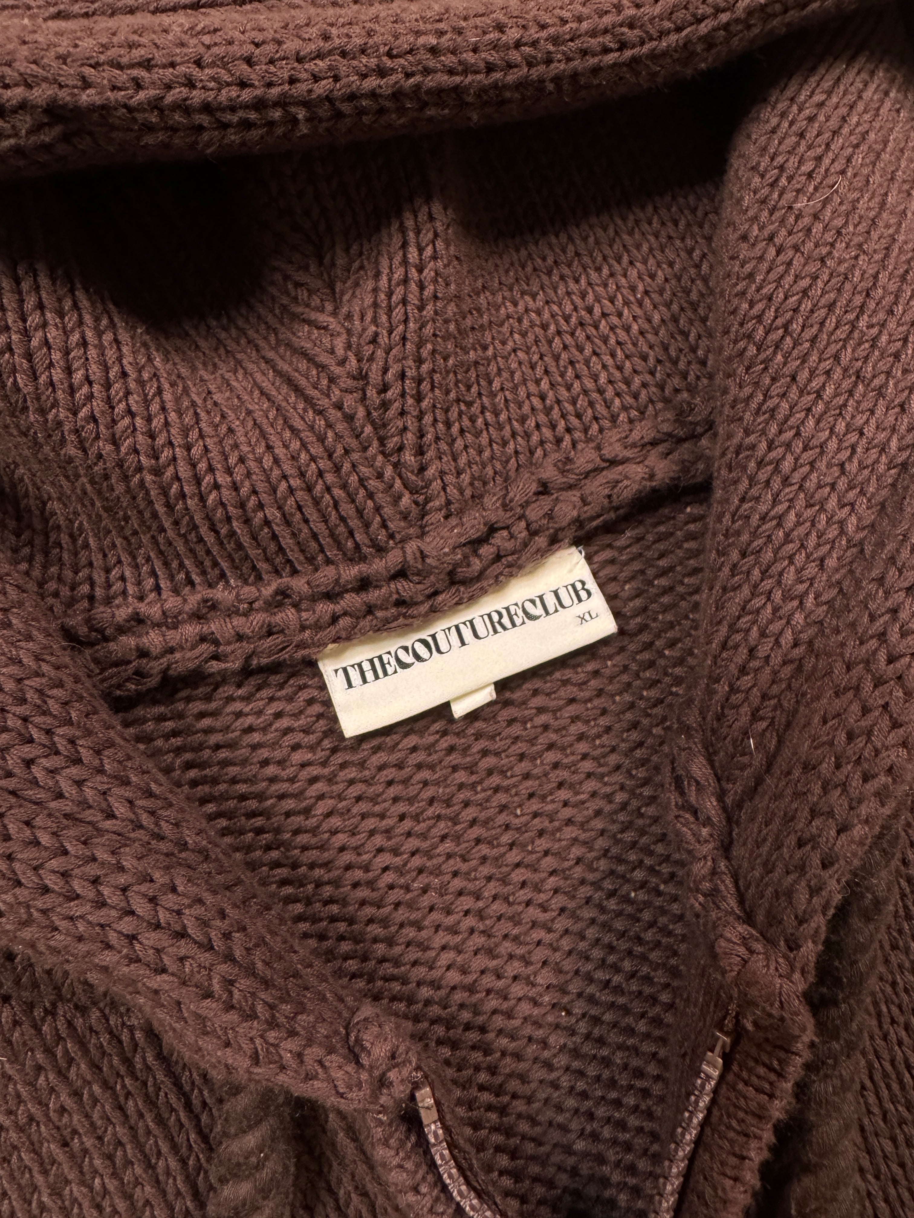 Couture Club Brown Knit Zip Up