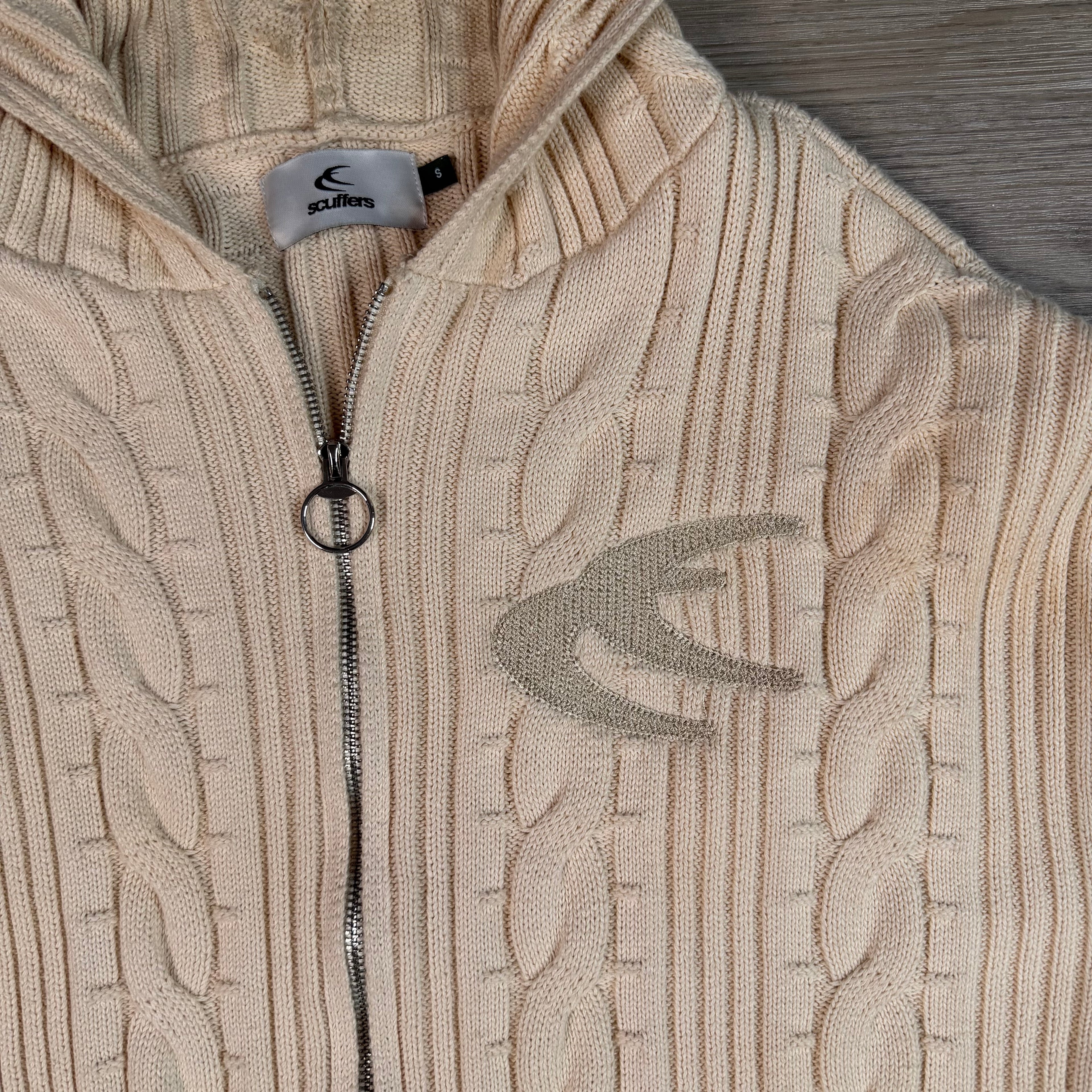 Latte Cable Zipper Knit